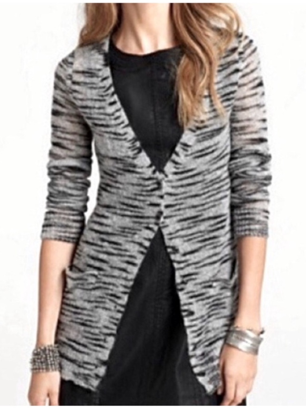 Free People Beach Tiger Stripe Long Sleeve Mohair Cardigan M